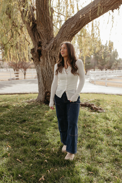 FREE PEOPLE GOING PLACES CARDI IN IVORY