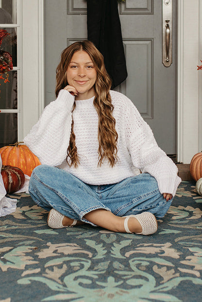 THE FERNANDA SATIN RIBBON SWEATER IN WHITE