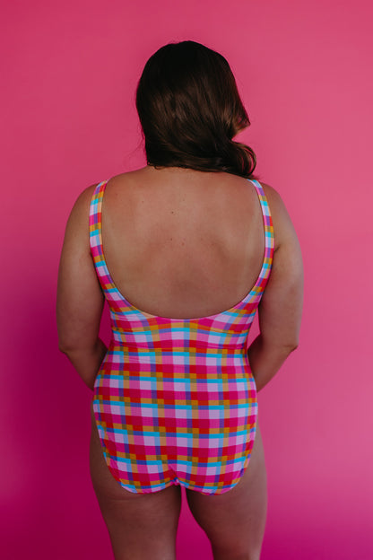 SCOOP ONE PIECE IN PALM SPRINGS PLAID BY PINK DESERT