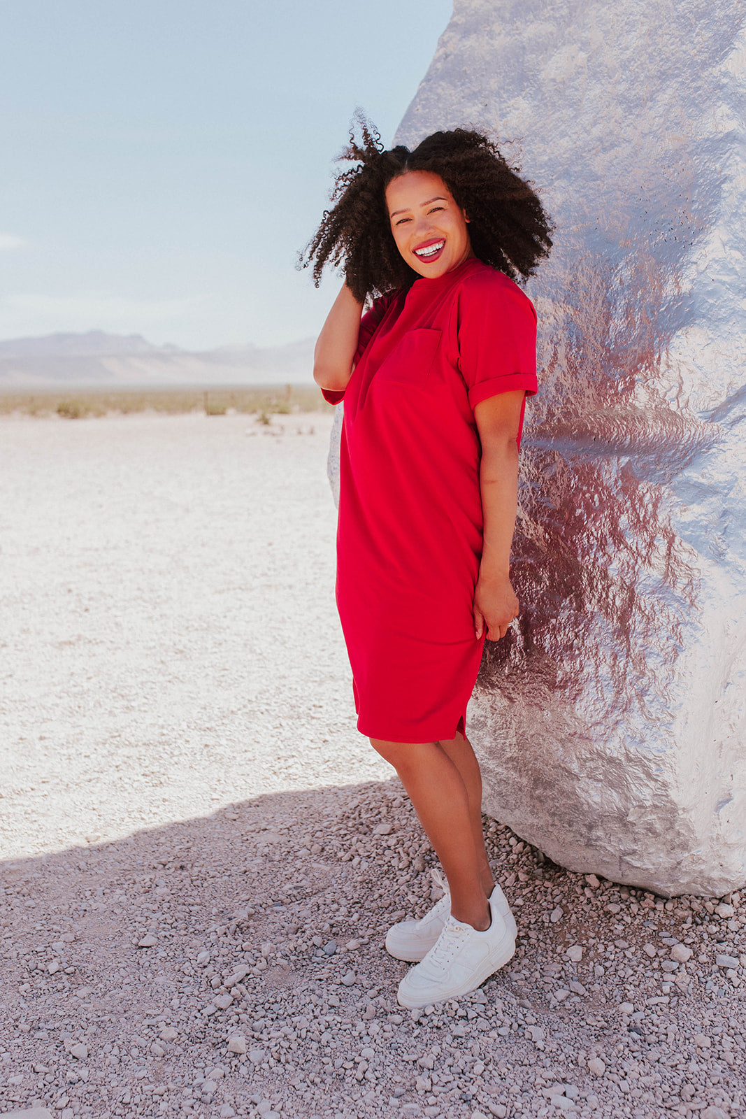red t-shirt dress for women | PINK DESERT