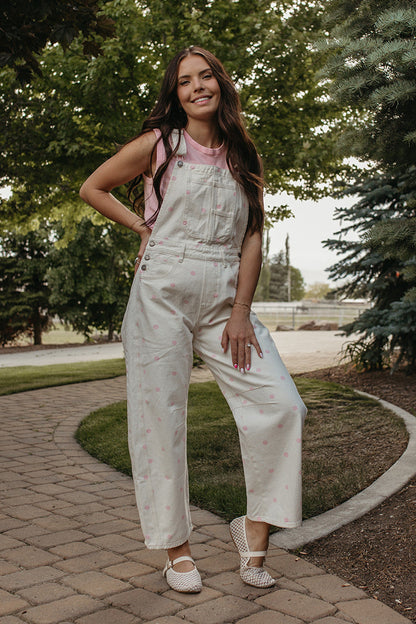 THE JOURNEE POLKA DOT RELAXED OVERALLS IN PINK