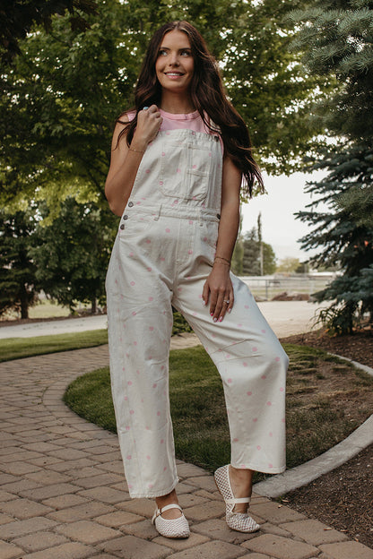 THE JOURNEE POLKA DOT RELAXED OVERALLS IN PINK