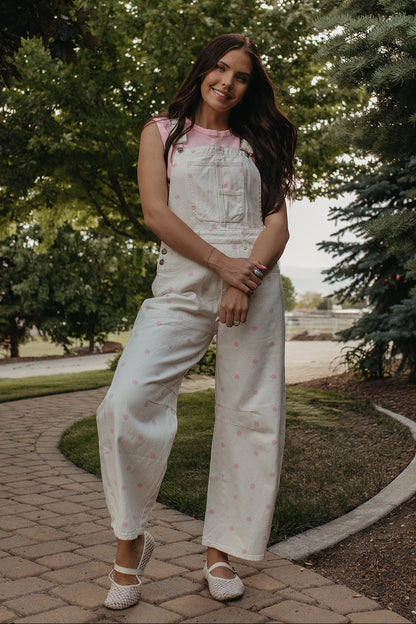 THE JOURNEE POLKA DOT RELAXED OVERALLS IN PINK