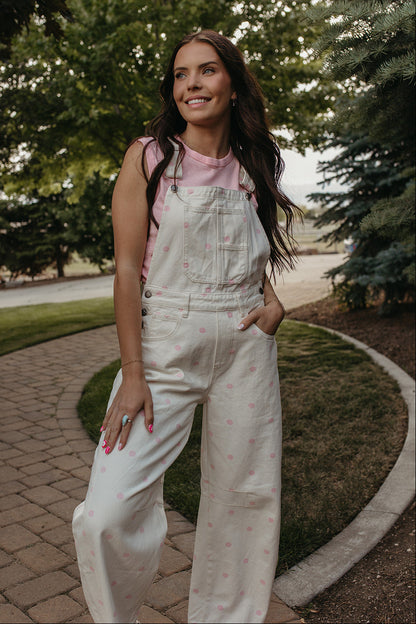 THE JOURNEE POLKA DOT RELAXED OVERALLS IN PINK