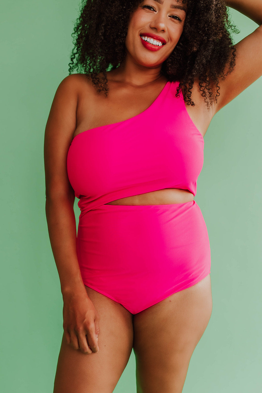 LONDON CUT OUT ONE PIECE IN NEON PINK BY BETSY MIKESELL X