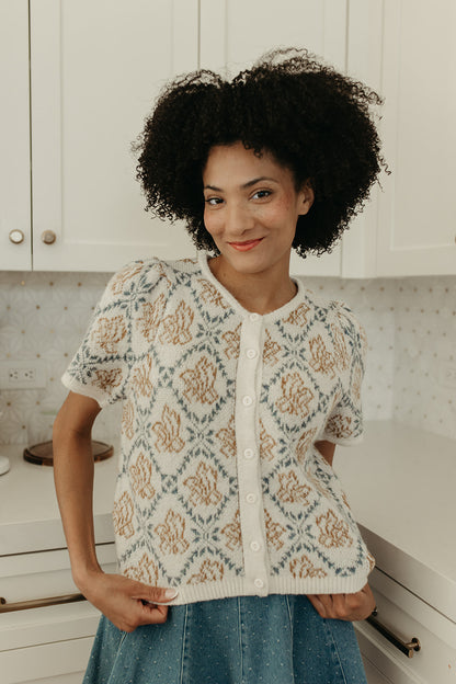 THE ELLA MAE SWEATER CARDIGAN IN IVORY