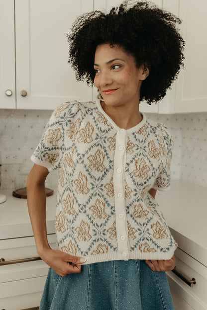 THE ELLA MAE SWEATER CARDIGAN IN IVORY