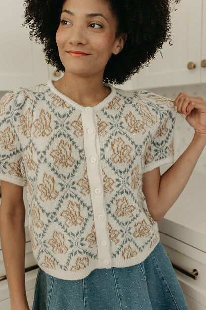 THE ELLA MAE SWEATER CARDIGAN IN IVORY