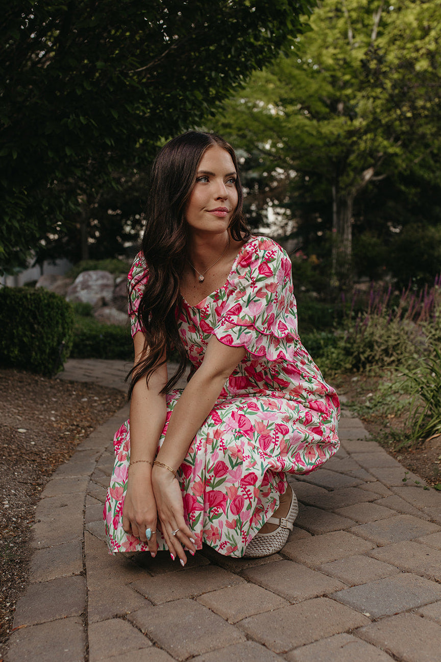 THE EMERSON POLKA DOT RUFFLED DRESS IN IVORY – Pink Desert