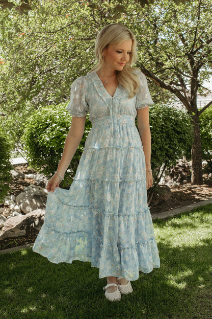 THE EVERLEE FLORAL MAXI PUFF SLEEVE DRESS