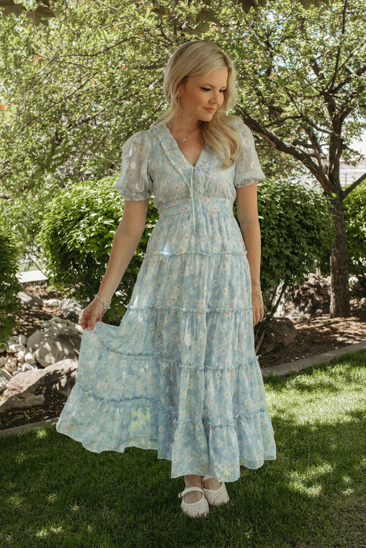 THE EVERLEE FLORAL MAXI PUFF SLEEVE DRESS