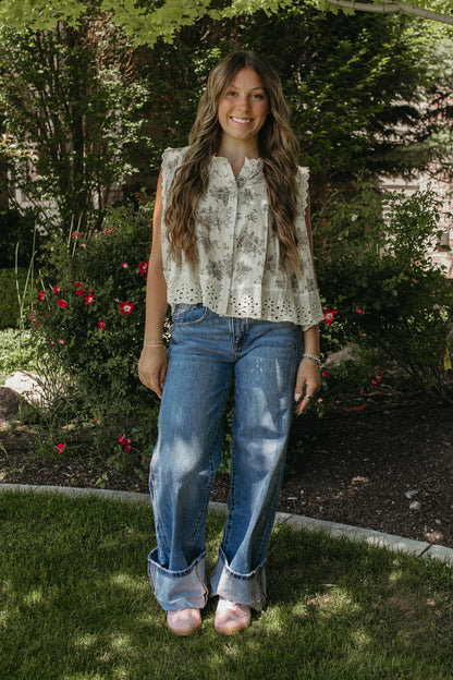 THE ROMY MID RISE CUFFED PANEL JEANS