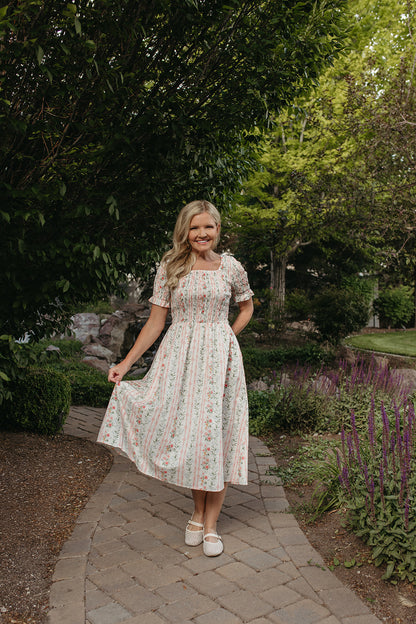 THE ROSEMARY FLORAL STRIPE DRESS