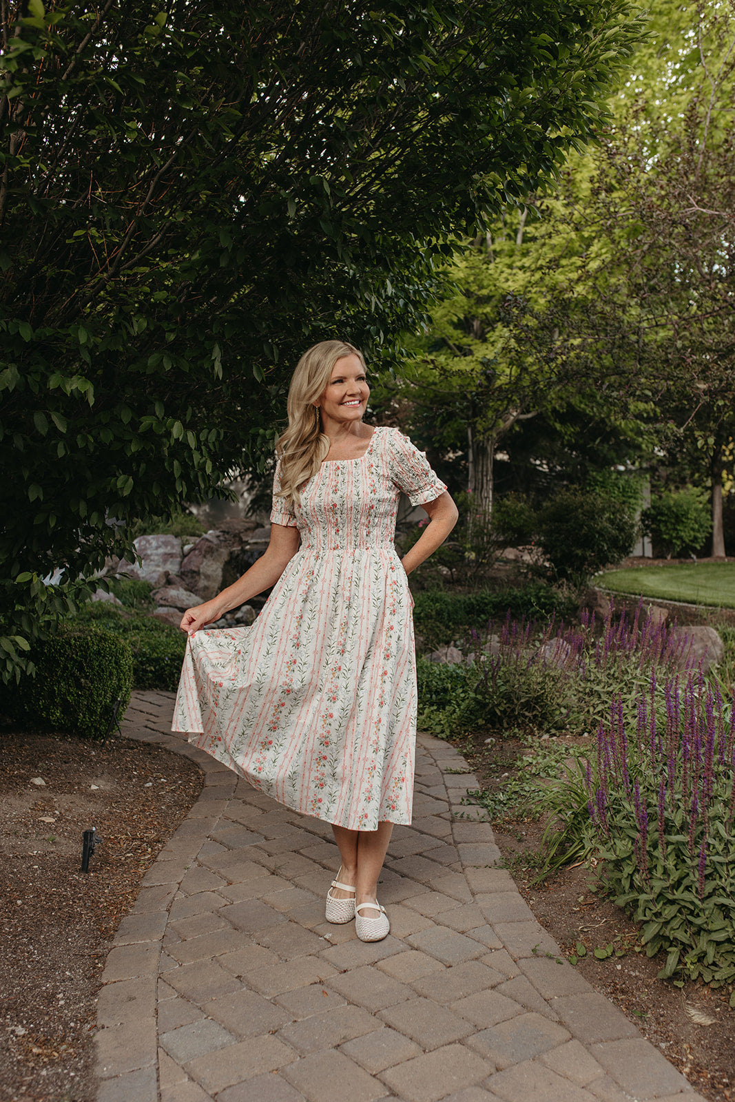 THE ROSEMARY FLORAL STRIPE DRESS