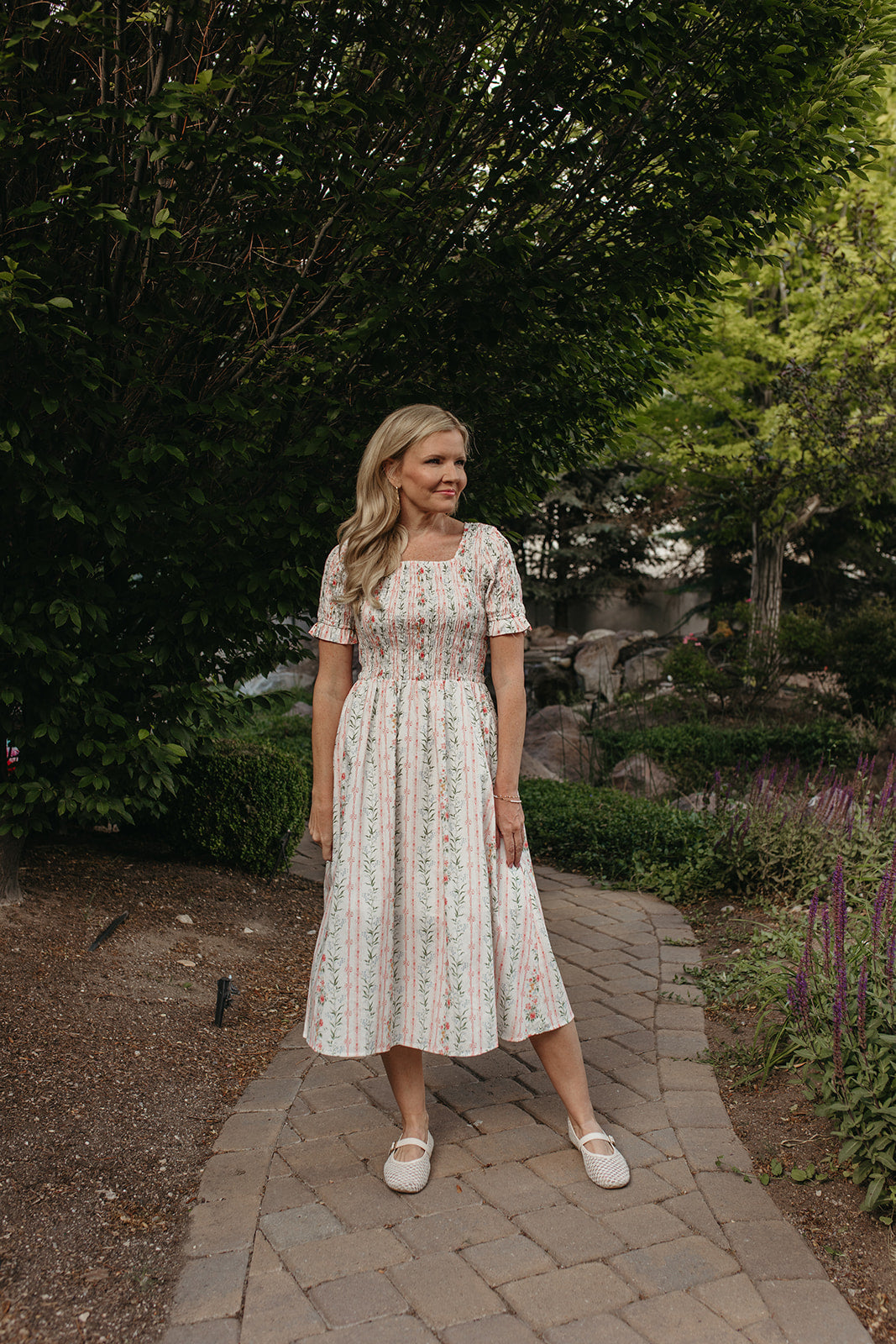 THE ROSEMARY FLORAL STRIPE DRESS