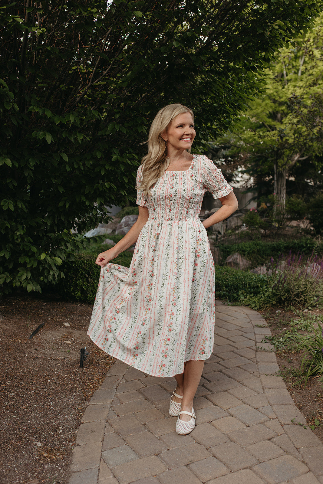 THE ROSEMARY FLORAL STRIPE DRESS