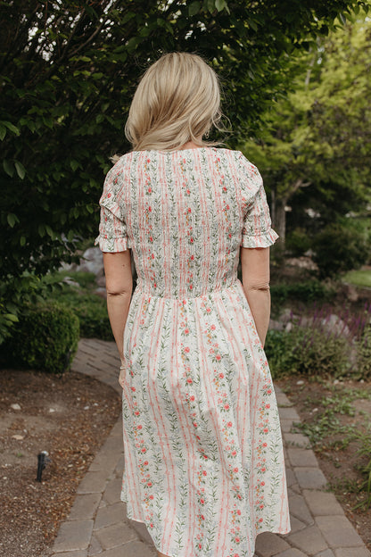 THE ROSEMARY FLORAL STRIPE DRESS