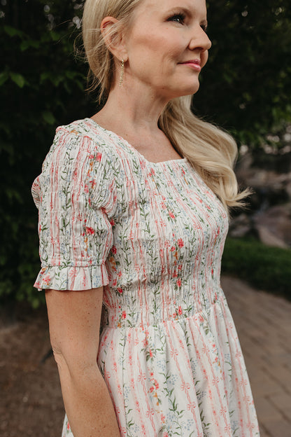 THE ROSEMARY FLORAL STRIPE DRESS