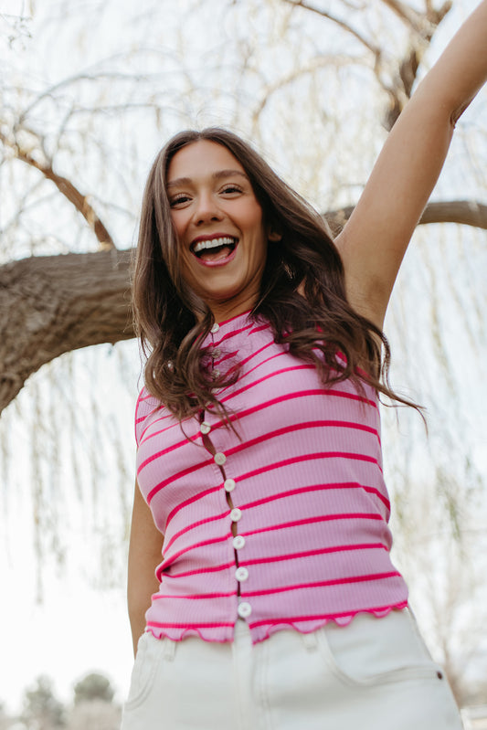 FREE PEOPLE TILLY STRIPED VEST IN ORCHID COMBO