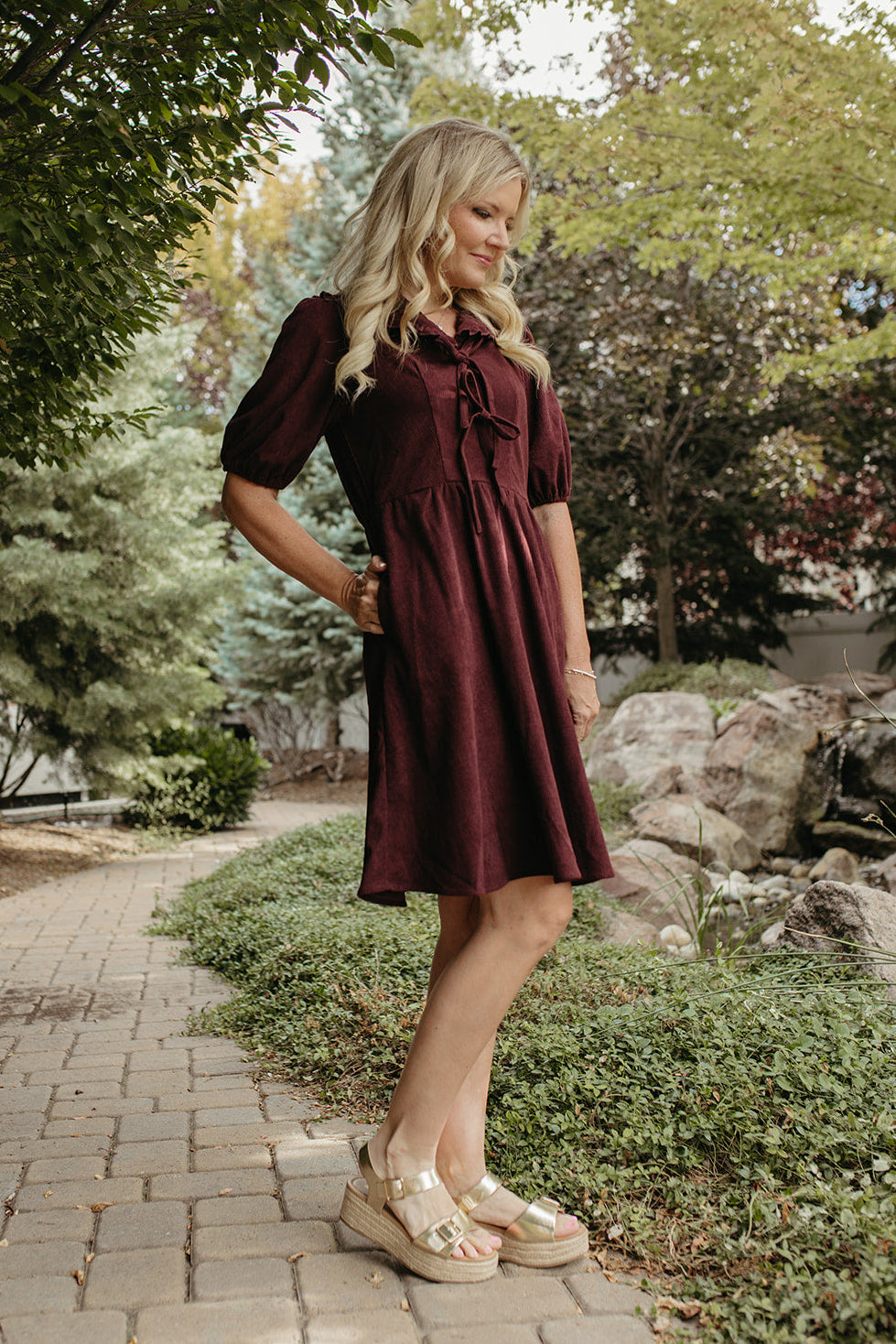 THE OPHELIA V-NECK DRESS IN PLUM