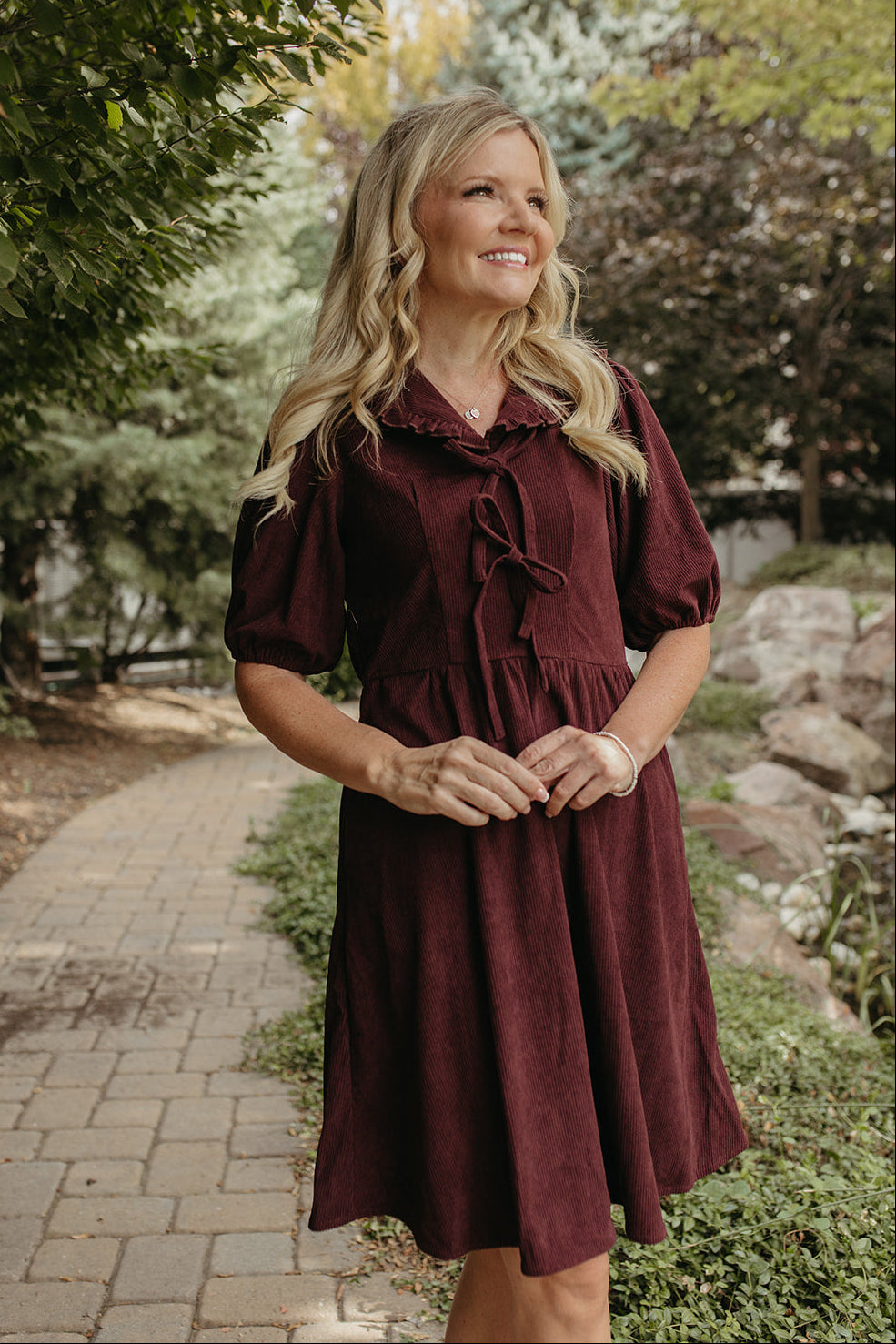THE OPHELIA V-NECK DRESS IN PLUM