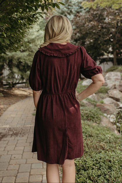 THE OPHELIA V-NECK DRESS IN PLUM
