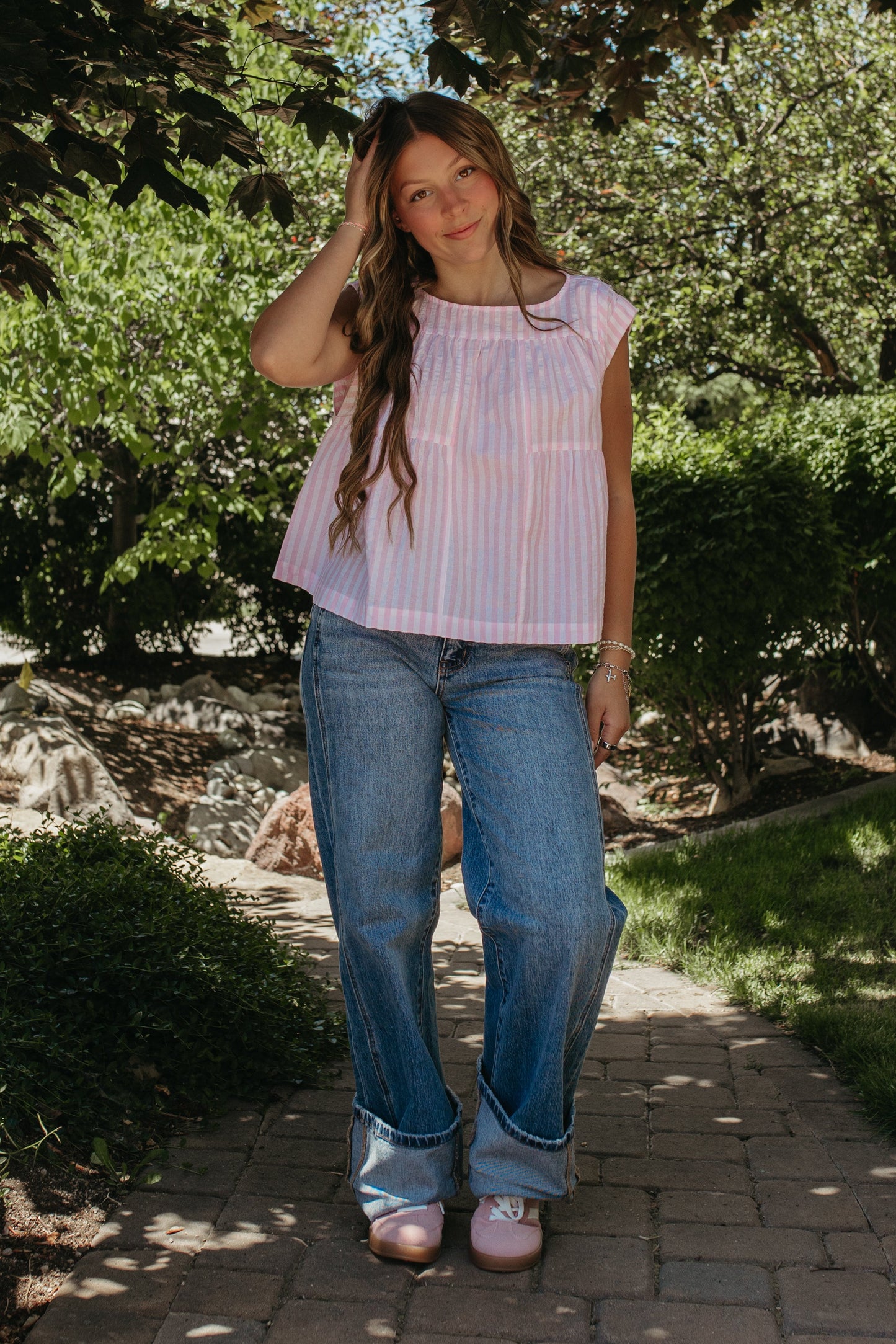 THE JULIANA STRIPE TOP IN PINK