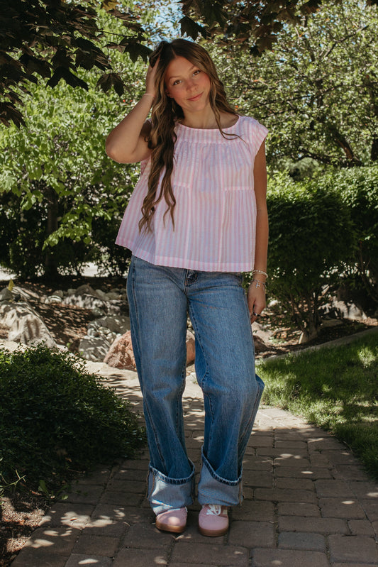 THE JULIANA STRIPE TOP IN PINK