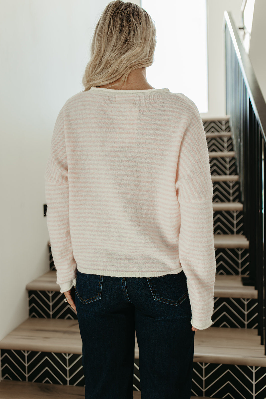 THE MATTI BUTTON DOWN CARDIGAN IN PINK STRIPE