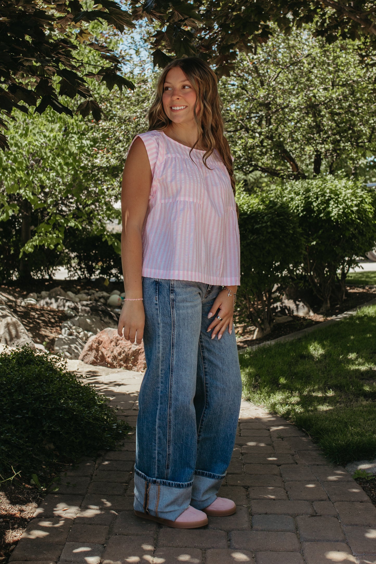 THE JULIANA STRIPE TOP IN PINK