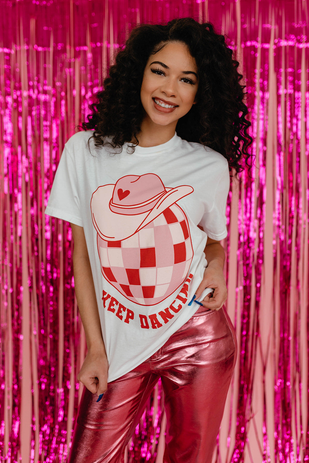 THE KEEP DANCING TEE IN WHITE BY PINK DESERT