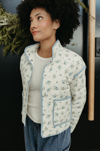 THE ASHTIN QUILTED PUFFER JACKET IN IVORY