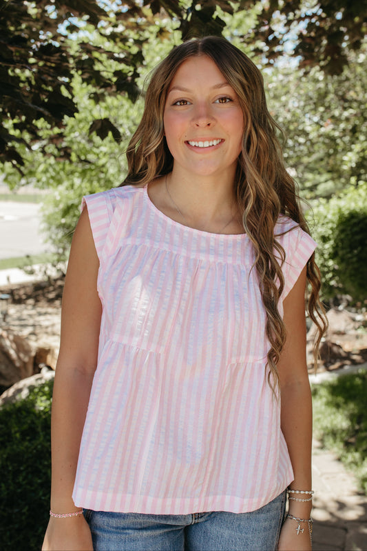THE JULIANA STRIPE TOP IN PINK