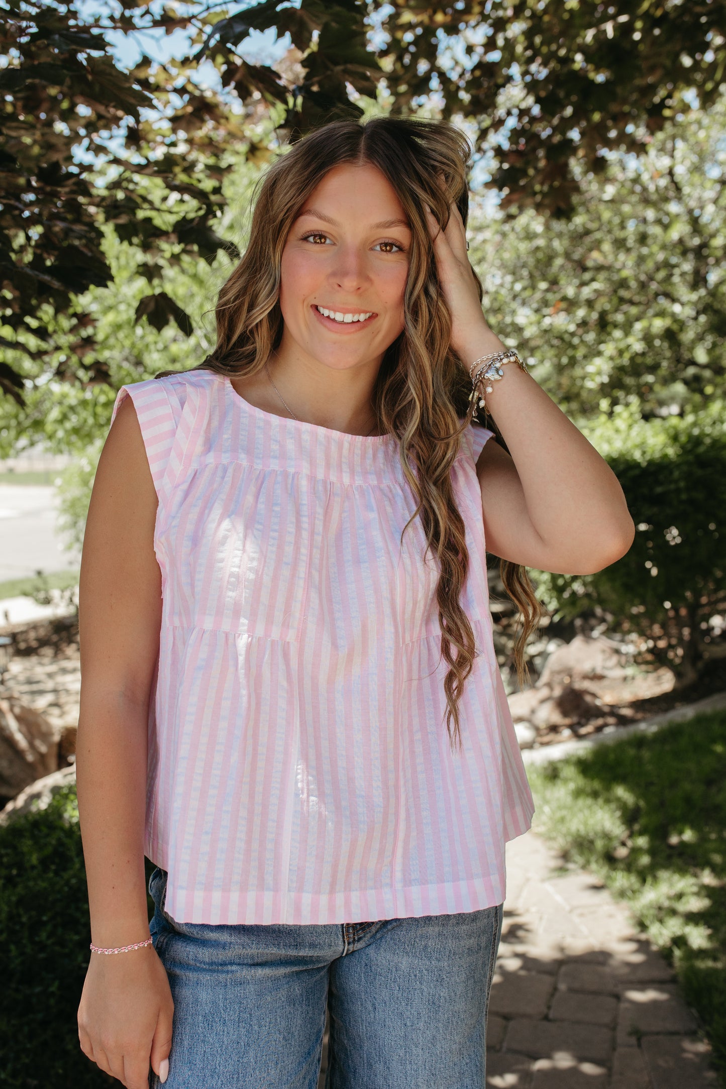 THE JULIANA STRIPE TOP IN PINK