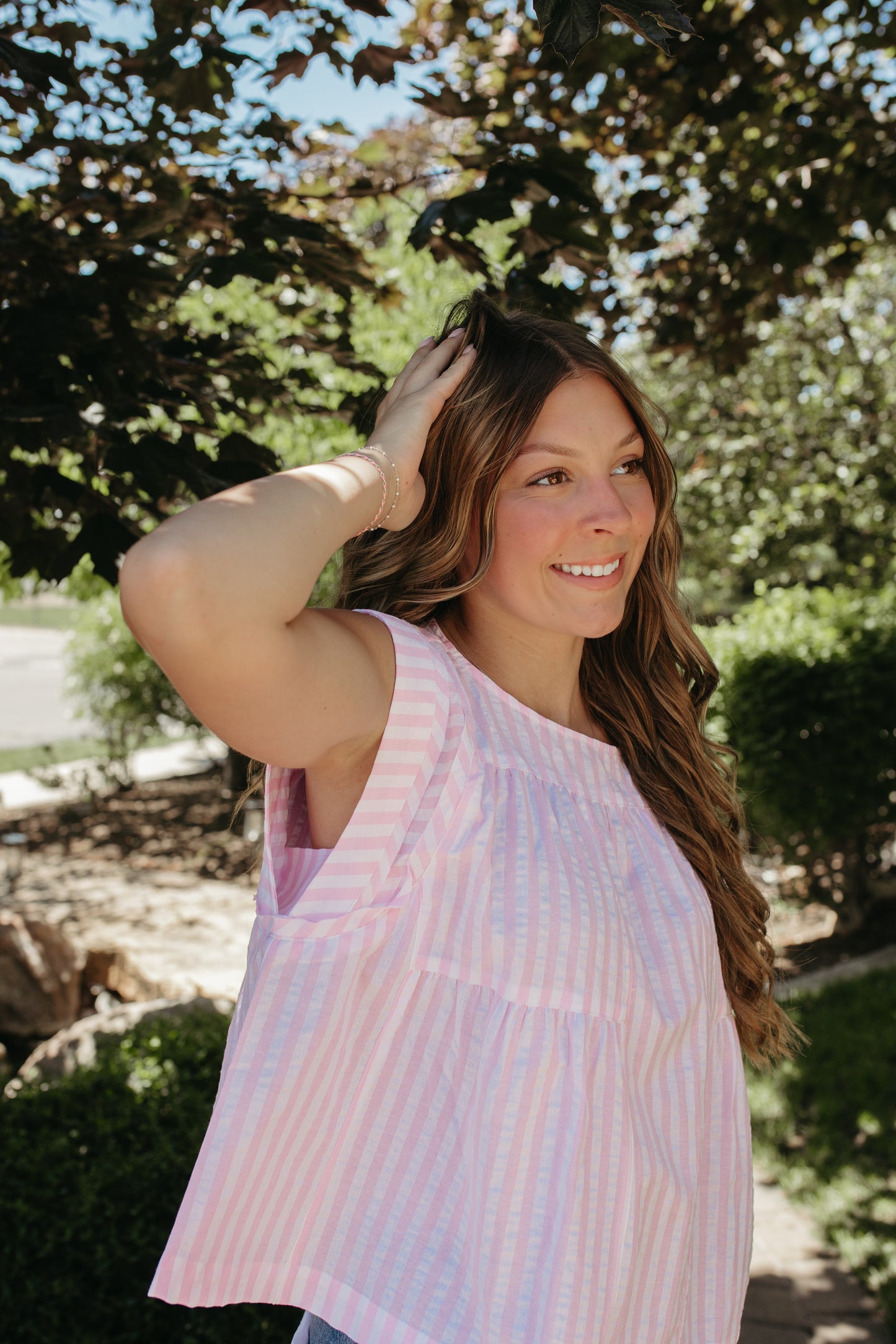 THE JULIANA STRIPE TOP IN PINK