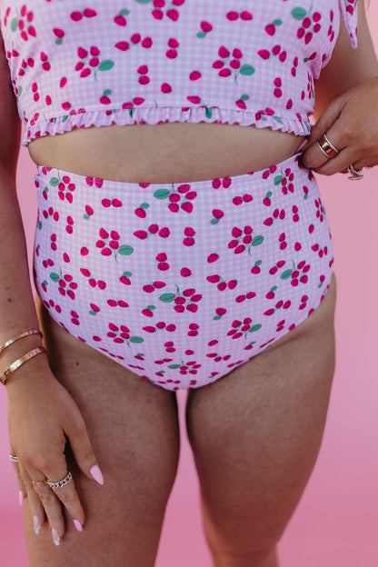 HIGH WAIST SWIM BOTTOMS IN ROSIE RASPBERRY BY PINK DESERT