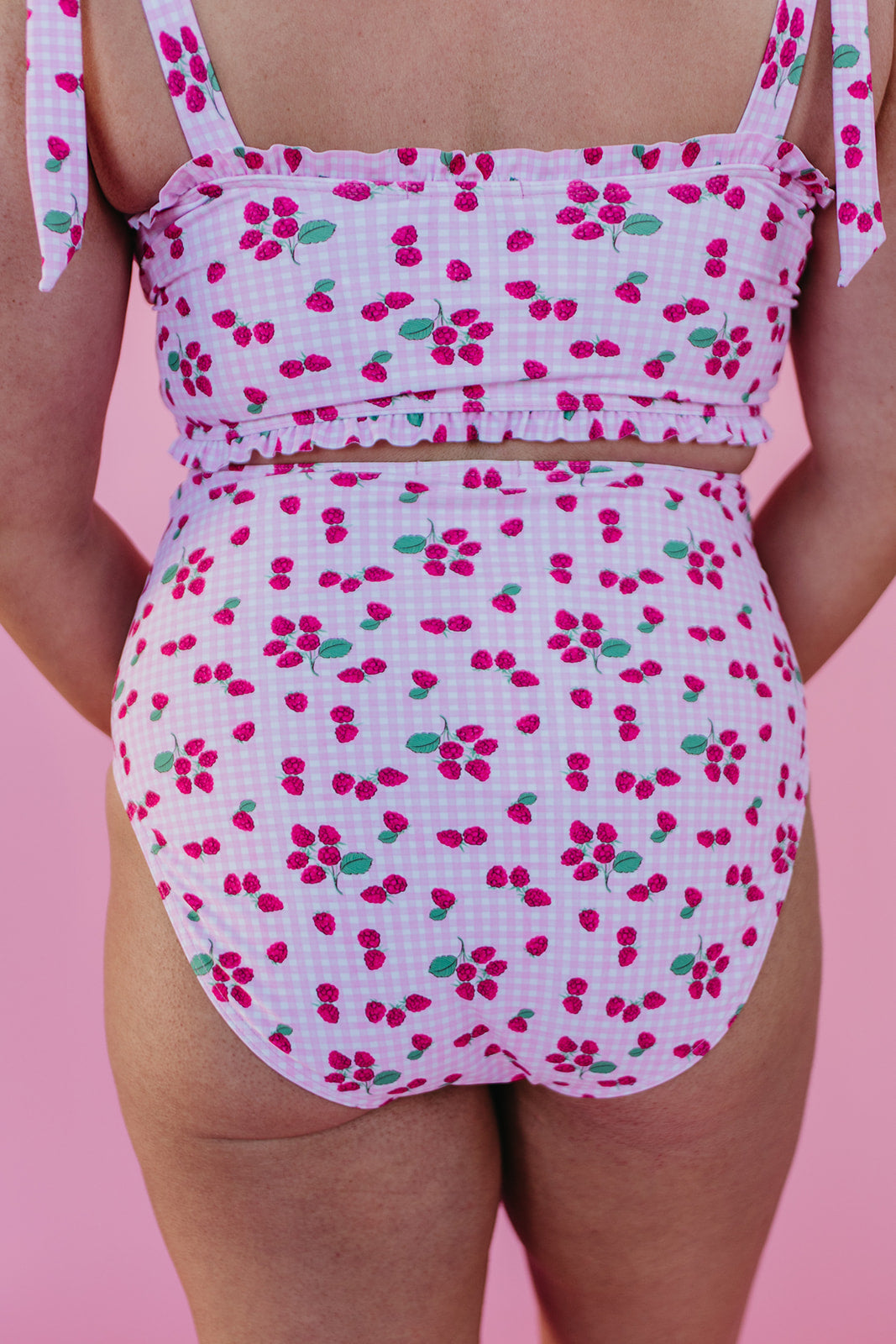 HIGH WAIST SWIM BOTTOMS IN ROSIE RASPBERRY BY PINK DESERT