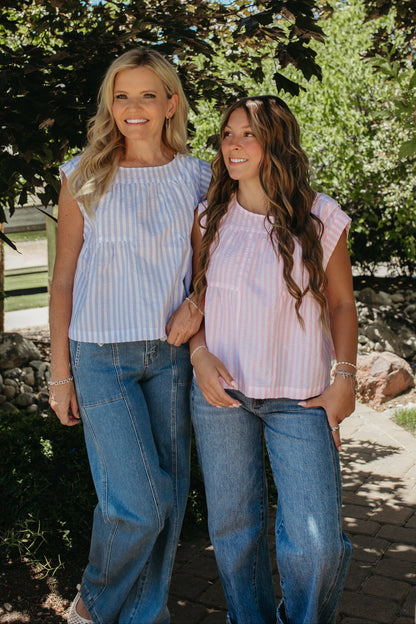THE JULIANA STRIPE TOP IN BLUE