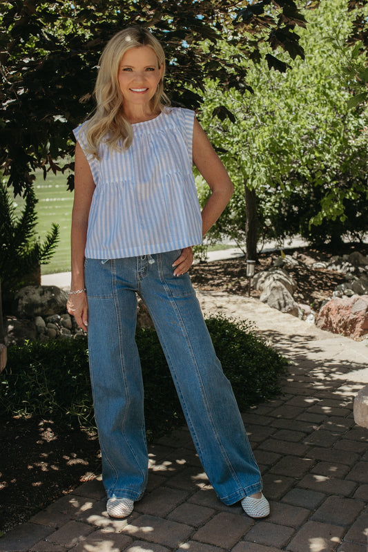 THE JULIANA STRIPE TOP IN BLUE