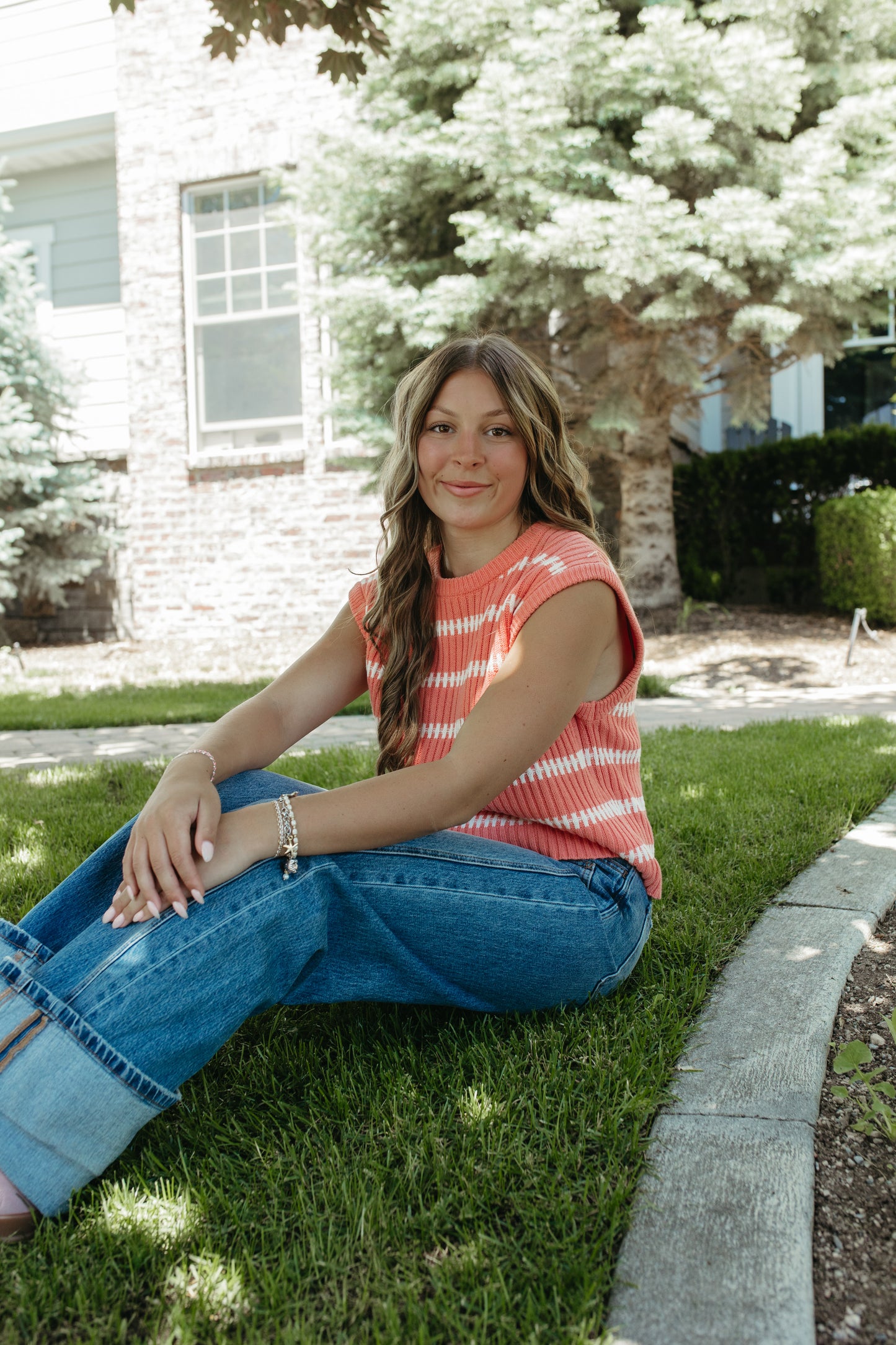 THE RUBY STRIPE TOP IN CORAL