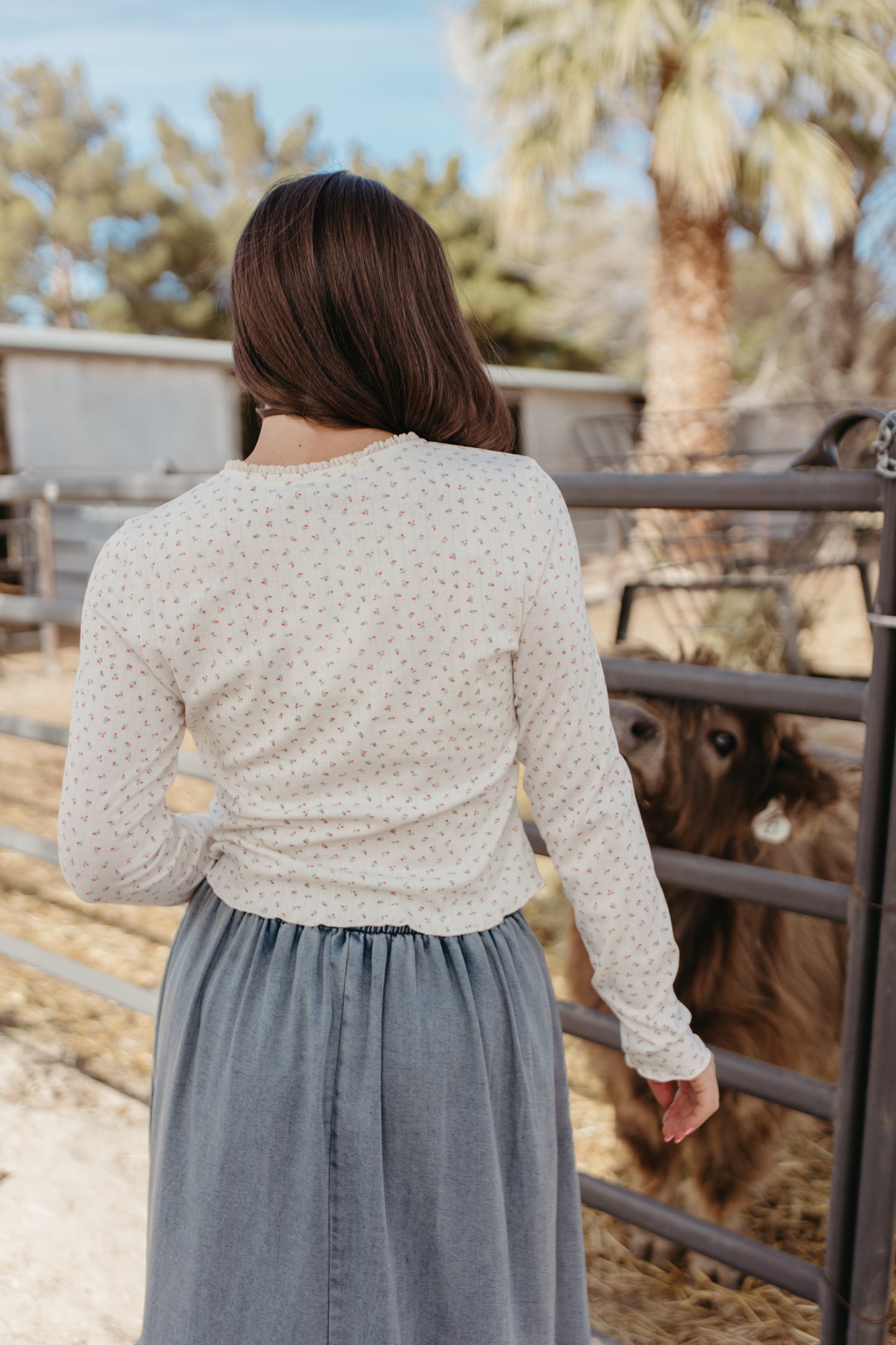 THE FINLEY FLORAL TOP IN CREAM