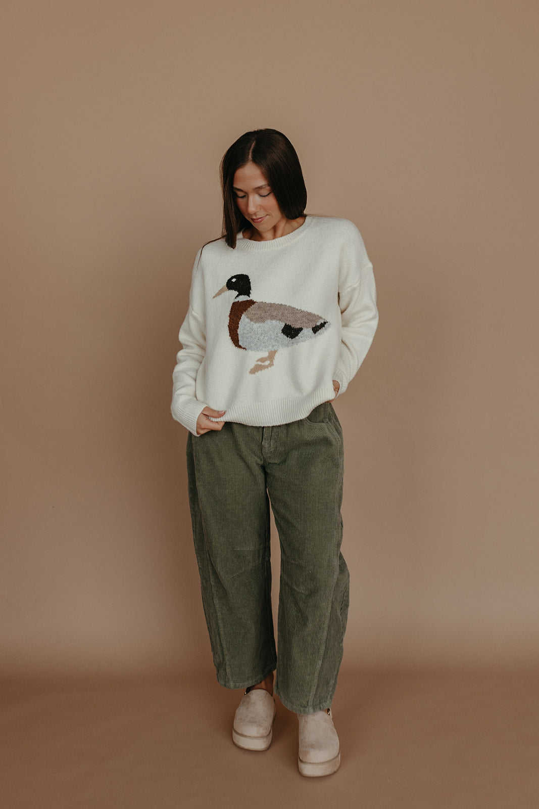 THE HUEY DUCK SWEATER IN CREAM