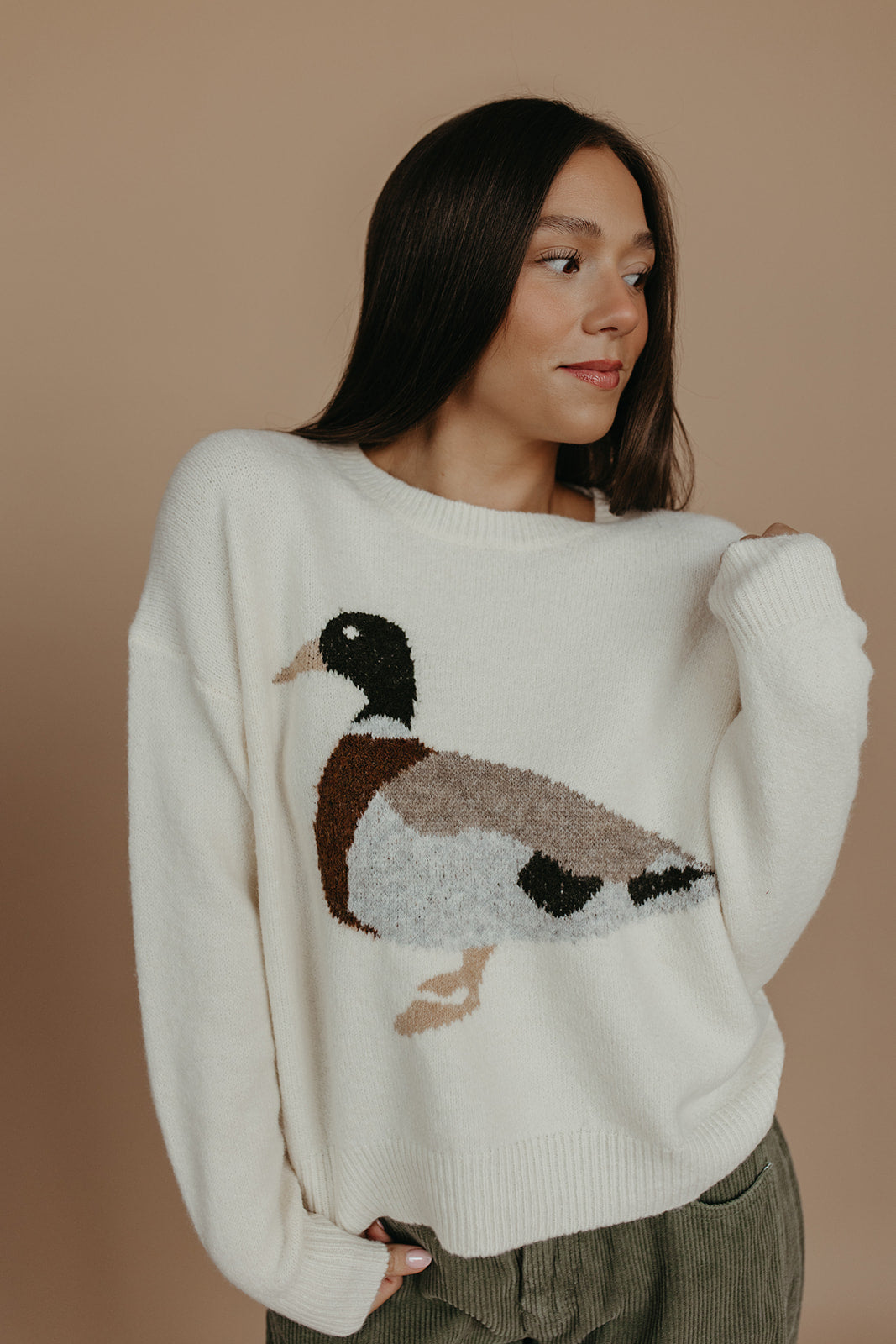 THE HUEY DUCK SWEATER IN CREAM