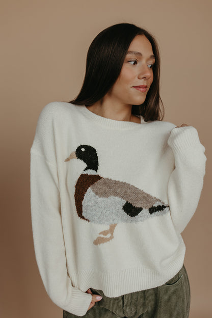 THE HUEY DUCK SWEATER IN CREAM