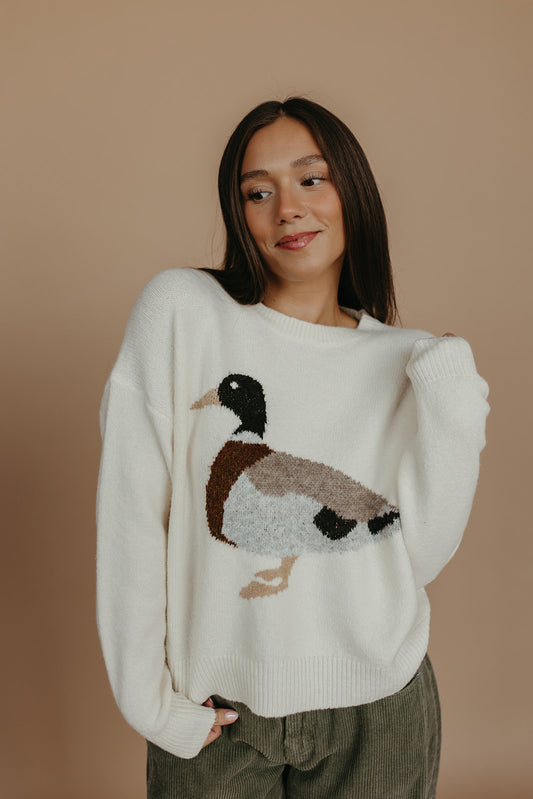 THE HUEY DUCK SWEATER IN CREAM