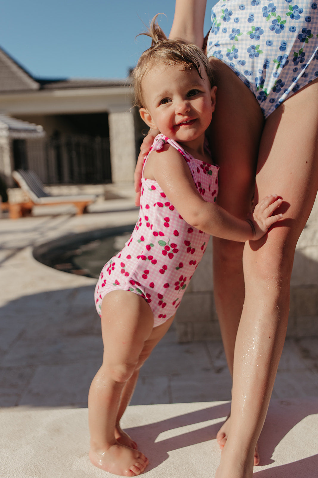 GIRLS TIE STRAP ONE PIECE IN ROSIE RASPBERRY BY PINK DESERT
