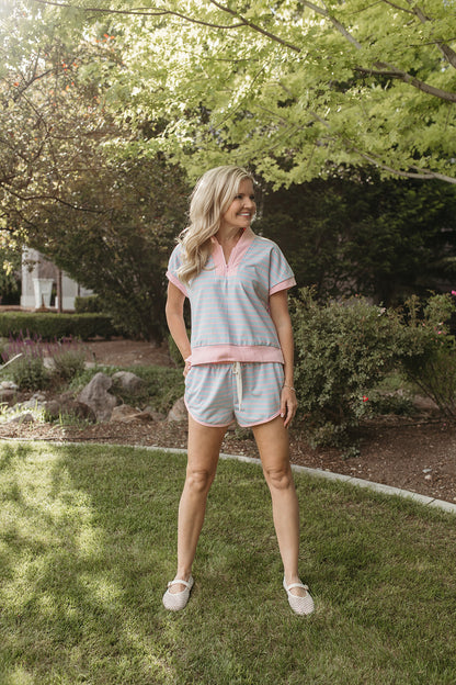 THE MAGNOLIA HALF ZIP STRIPE SET