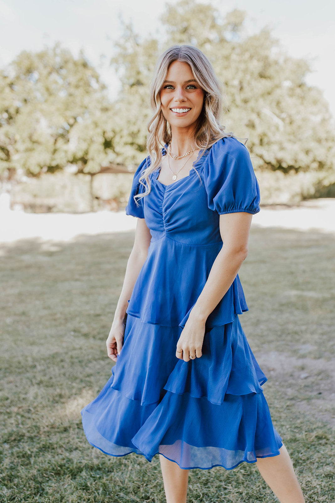 The Angel Chiffon Midi Dress in Blue | Pink Desert XX-Large The Angel Chiffon Midi Dress in Blue | Pink Desert XX-Large