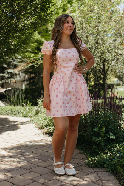 THE REAGAN PINK POLKA DOT DRESS