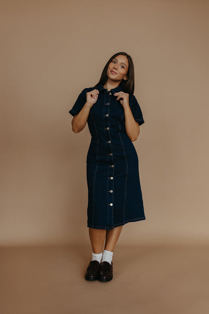 THE CEECEE BUTTON UP DENIM IN DARK DENIM